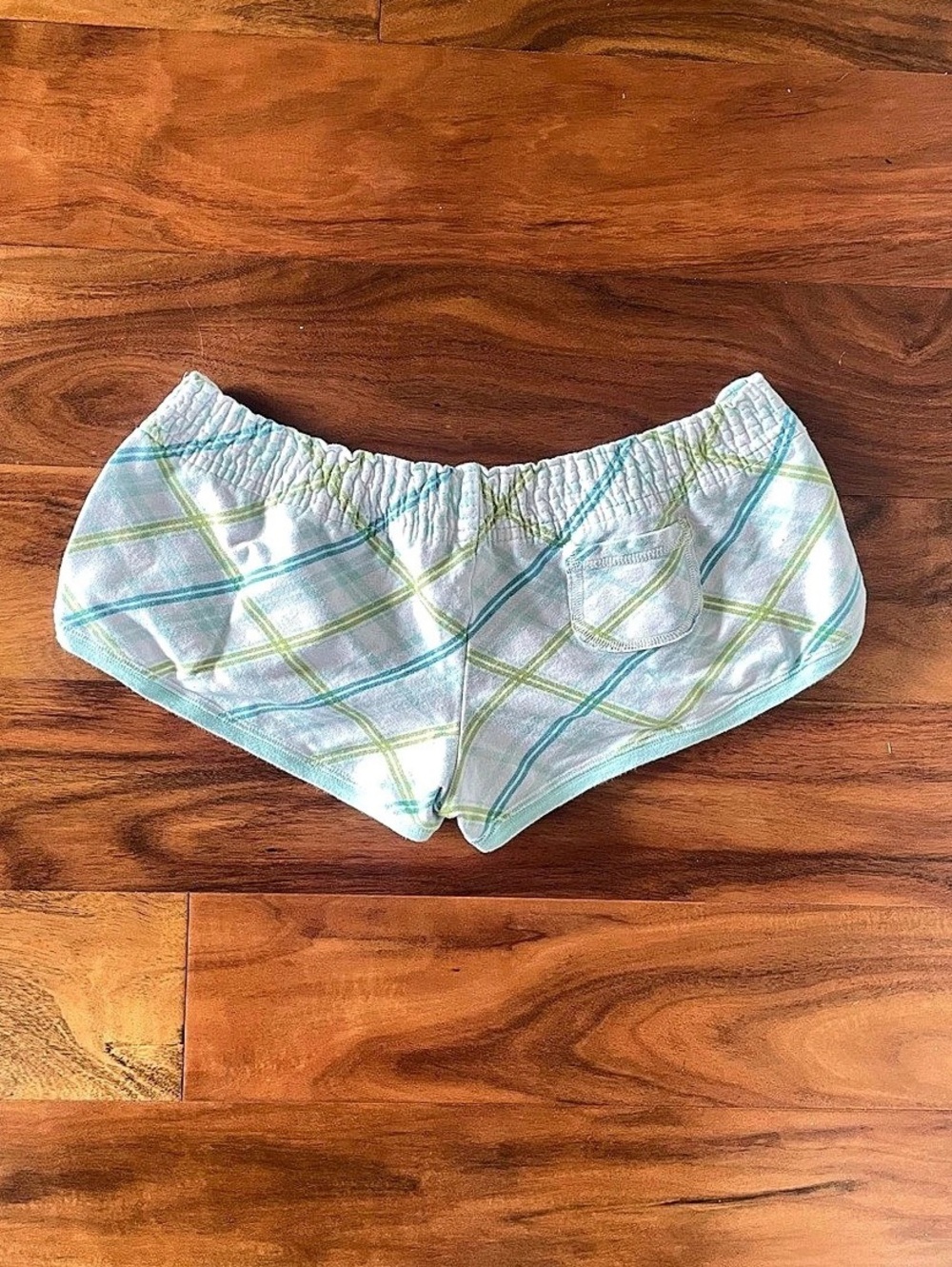 Y2K Plaid Lounge Shorts in White & Green